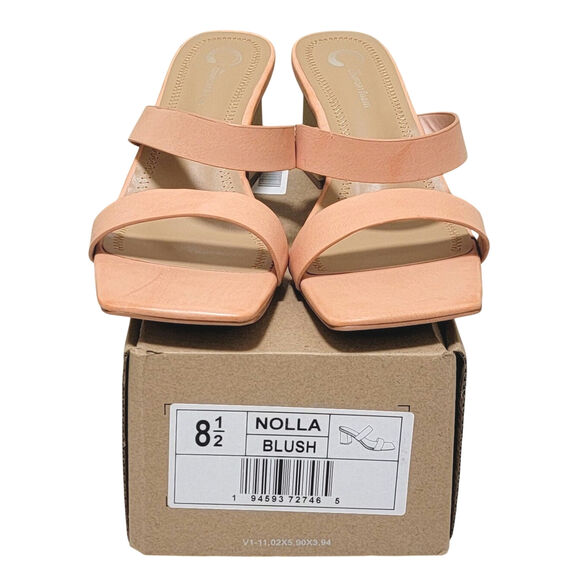 Journee Collection Women Nolla Block Heel Slide Sandals Size US 8.5M Blush Pink - Picture 2 of 6
